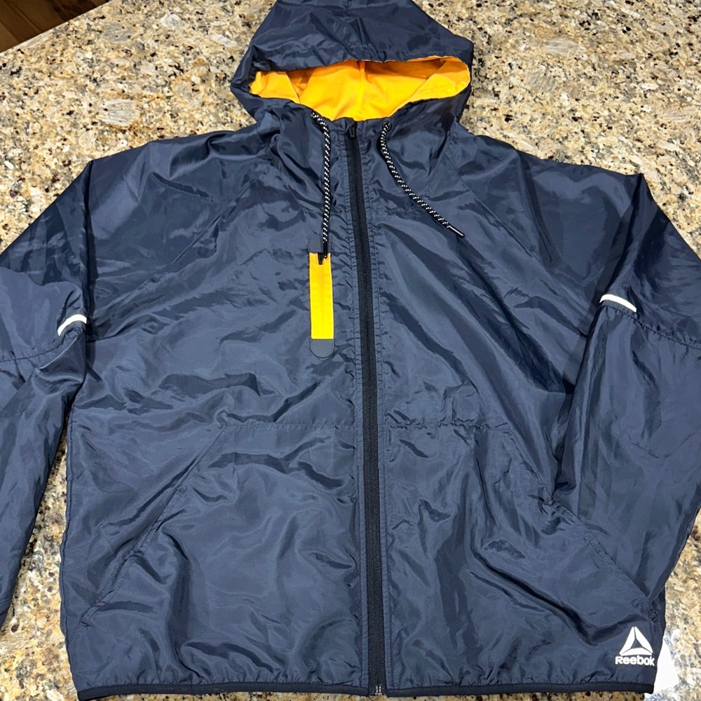 Reebok Men's Dark Blue and Orange Windbreaker